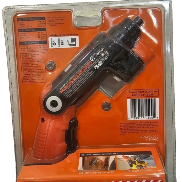 BLACK DECKER 4V MAX Cordless Screwdriver with LED Light (BDCSFL20C) BlackDecker - Picture 3 of 5